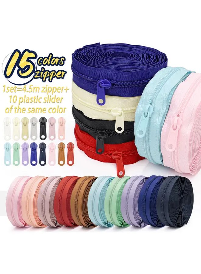 White Nylon Zipper 177 Inch Size 5 With 10 Plastic Pulls For Sewing Clothes Replacement - Image 5